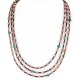 Certified Authentic 3 Strand Navajo .925 Sterling Silver Natural Turquoise Pink Agate and Heishi Native American Necklace 25246-4