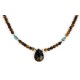 Certified Authentic Navajo .925 Sterling Silver Natural Turquoise Tigers Eye Native American Necklace 25231-23