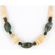 Certified Authentic Navajo .925 Sterling Silver Graduated Melon Shell Agate and Turquoise Native American Necklace 25249-1