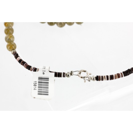 12kt Gold Filled .925 Sterling Silver Handmade Wolf And Moon Certified Authentic Navajo Turquoise and Quartz Native American Necklace 24344-4