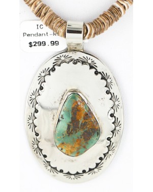 Large HANDMADE Certified Authentic Navajo .925 Sterling Silver Turquoise Graduated Melon Shell Native American Necklace 15971