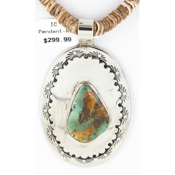 Large HANDMADE Certified Authentic Navajo .925 Sterling Silver Turquoise Graduated Melon Shell Native American Necklace 15971