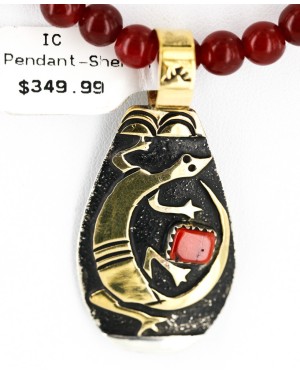 12kt Gold Filled And .925 Sterling Silver Handmade Gaco Certified Authentic Navajo Coral Agate and Turquoise Native American Necklace 24328-6