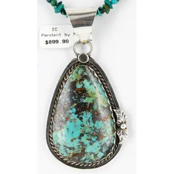 Handmade Navajo .925 Sterling Silver Natural Turquoise Native American Necklace 14985 Handmade Navajo .925 Sterling Silver Natural Turquoise Native American Necklace 14985