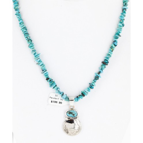 Vintage Style OLD Buffalo Nickel Certified Authentic Navajo .925 Sterling Silver Turquoise Native American Necklace 16022-2