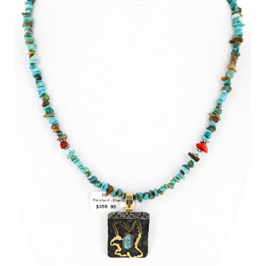 .925 Sterling Silver And 12kt Gold Filled Handmade Certified Authentic Navajo Turquoise Coral Native American Necklace 24300