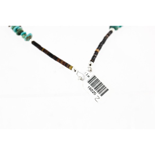.925 Sterling Silver And 12kt Gold Filled Handmade Certified Authentic Navajo Turquoise Coral Native American Necklace 24300