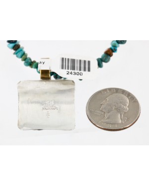 .925 Sterling Silver And 12kt Gold Filled Handmade Certified Authentic Navajo Turquoise Coral Native American Necklace 24300
