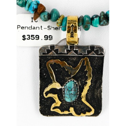 .925 Sterling Silver And 12kt Gold Filled Handmade Certified Authentic Navajo Turquoise Coral Native American Necklace 24300