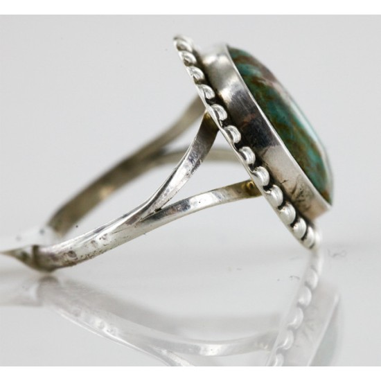 .925 Sterling Silver Handmade Certified Authentic Navajo Natural Turquoise Native American Ring 16960-8 .925 Sterling Silver Handmade Certified Authentic Navajo Natural Turquoise Native American Ring 16960-8