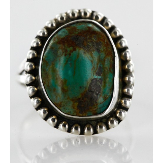 .925 Sterling Silver Handmade Certified Authentic Navajo Natural Turquoise Native American Ring 16960-8 .925 Sterling Silver Handmade Certified Authentic Navajo Natural Turquoise Native American Ring 16960-8
