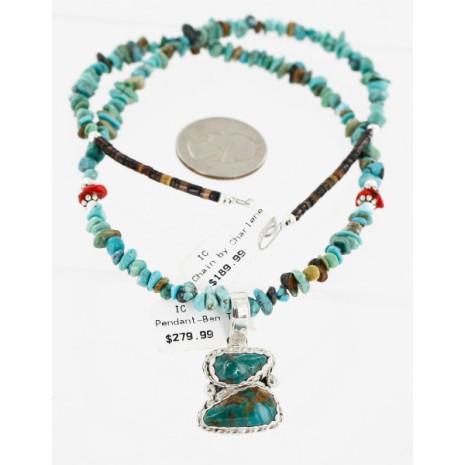 Handmade Certified Authentic Navajo .925 Sterling Silver and Turquoise Coral Native American Necklace 16023-3 Handmade Certified Authentic Navajo .925 Sterling Silver and Turquoise Coral Native American Necklace 16023-3