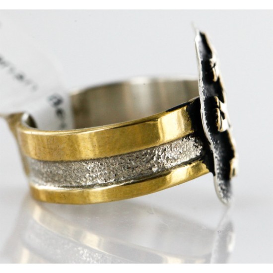 .925 Sterling Silver and 12kt Gold Filled Handmade Certified Authentic Navajo Horse Native American Ring  12660-2