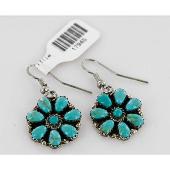 Handmade Certified Authentic Navajo .925 Sterling Silver Natural Turquoise Set Native American Necklace Earrings 15749-17945