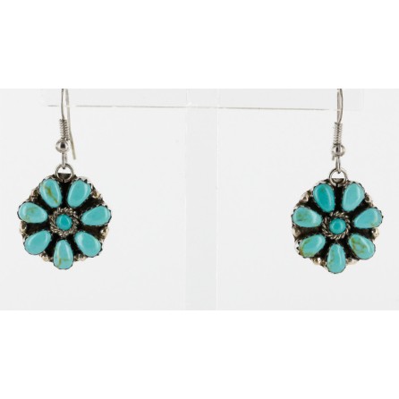 Handmade Certified Authentic Navajo .925 Sterling Silver Natural Turquoise Set Native American Necklace Earrings 15749-17945