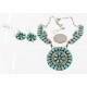 Handmade Certified Authentic Navajo .925 Sterling Silver Natural Turquoise Set Native American Necklace Earrings 15749-17945