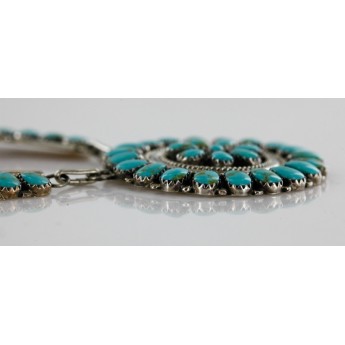 Handmade Certified Authentic Navajo .925 Sterling Silver Natural Turquoise Set Native American Necklace Earrings 15749-17945
