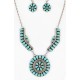 Handmade Certified Authentic Navajo .925 Sterling Silver Natural Turquoise Set Native American Necklace Earrings 15749-17945