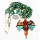 Large Butterfly Handmade Certified Authentic Navajo .925 Sterling Silver Signed Turquoise Spiny Oyster Native American Necklace 24101