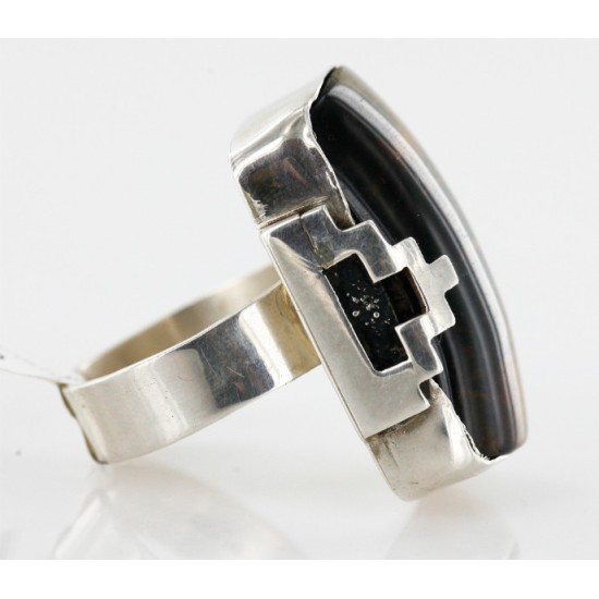 .925 Sterling Silver Handmade Certified Authentic Navajo TIGERS EYE Native American Ring  12579