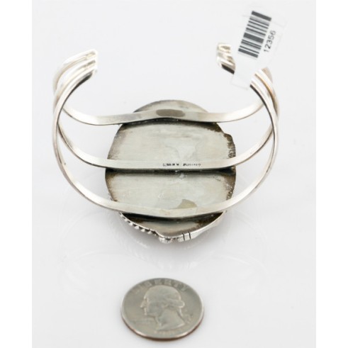 Handmade Certified Authentic Navajo .925 Sterling Silver Natural Spiderweb Turquoise Native American Bracelet  12356