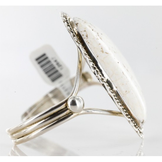 Handmade Certified Authentic Navajo .925 Sterling Silver WHITE Buffalo Turquoise Native American Bracelet 12647