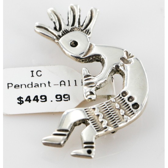 Certified Authentic Kokopelli Allison Manuelit Navajo .925 Sterling Silver Pin Pendant Native American Necklace 24329-0