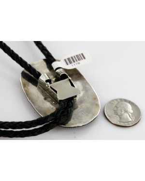 Handmade Certified Authentic Zuni .925 Sterling Silver Turquoise NUGGETS Native American Bolo Tie 1179 Handmade Certified Authentic Zuni .925 Sterling Silver Turquoise NUGGETS Native American Bolo Tie 1179