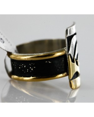.925 Sterling Silver And 12kt Gold Filled HANDMADE Certified Authentic Navajo Native American Ring  12663-2