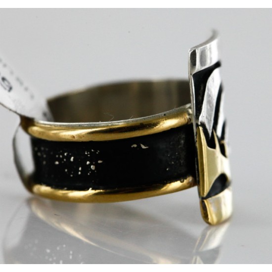 .925 Sterling Silver And 12kt Gold Filled HANDMADE Certified Authentic Navajo Native American Ring  12663-2