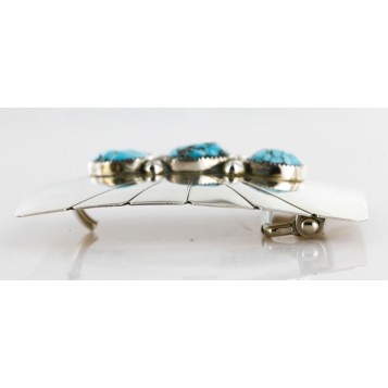 Certified Authentic Navajo .925 Sterling Silver Turquoise Native American Buckle 1194-3