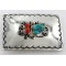 Navajo Nickel Turquoise Native American Buckle 1192-3 Navajo Nickel Turquoise Native American Buckle 1192-3