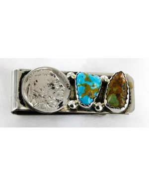Indian Head Coin Handmade Ben Taylor Rigg Navajo Nickel Natural Turquoise Native American Money Clip 11244 Indian Head Coin Handmade Ben Taylor Rigg Navajo Nickel Natural Turquoise Native American Money Clip 11244