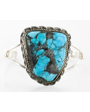 Handmade Certified Authentic Navajo .925 Sterling Silver Natural Turquoise Native American Bracelet 12650