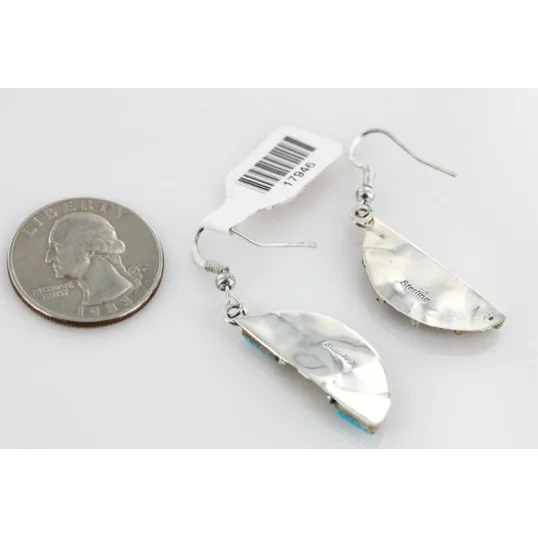 Petit Point Handmade Zuni .925 Sterling Silver Turquoise Set Native American Necklace Earrings 15790-17946 Petit Point Handmade Zuni .925 Sterling Silver Turquoise Set Native American Necklace Earrings 15790-17946
