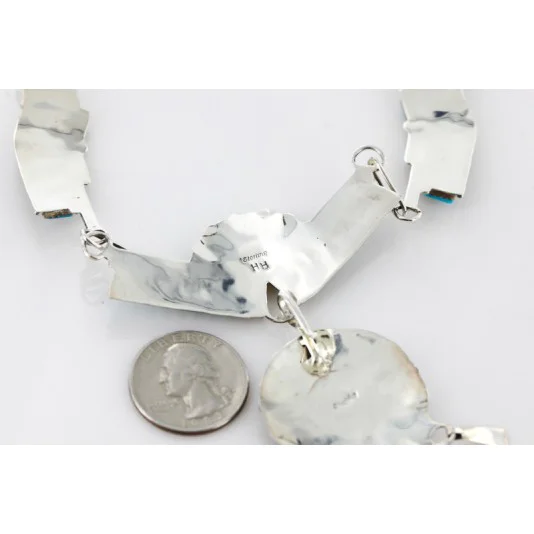 Petit Point Handmade Zuni .925 Sterling Silver Turquoise Set Native American Necklace Earrings 15790-17946 Petit Point Handmade Zuni .925 Sterling Silver Turquoise Set Native American Necklace Earrings 15790-17946