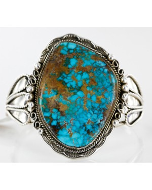 Handmade Certified Authentic Navajo .925 Sterling Silver Turquoise Native American Cuff Bracelet 12674