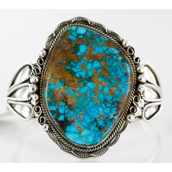 Handmade Certified Authentic Navajo .925 Sterling Silver Turquoise Native American Cuff Bracelet 12674