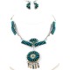 Petit Point Handmade Certified Authentic Zuni .925 Sterling Silver Turquoise Set Native American Necklace Earrings 15790-17946
