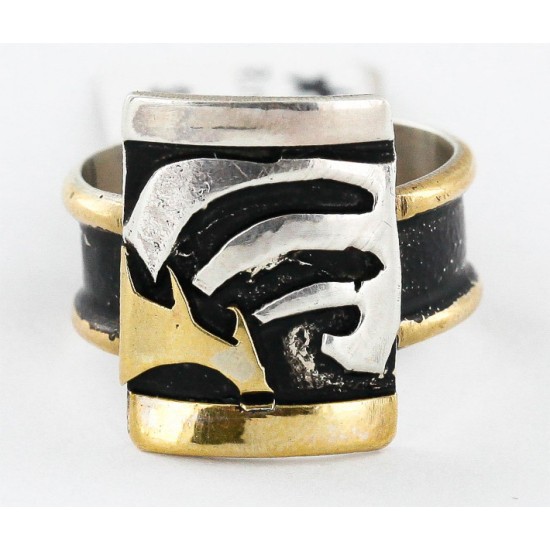 .925 Sterling Silver And 12kt Gold Filled HANDMADE Certified Authentic Navajo Native American Ring  12663-2
