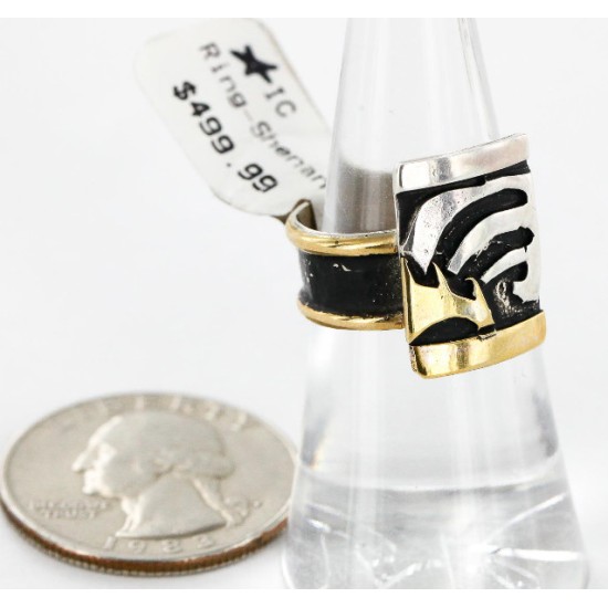 .925 Sterling Silver And 12kt Gold Filled HANDMADE Certified Authentic Navajo Native American Ring  12663-2