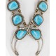 Handmade Certified Authentic Navajo .925 Sterling Silver Turquoise Squash Blossom Native American Necklace and Earrings Set Ray Begay 15740-17659