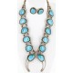Handmade Certified Authentic Navajo .925 Sterling Silver Turquoise Squash Blossom Native American Necklace and Earrings Set Ray Begay 15740-17659