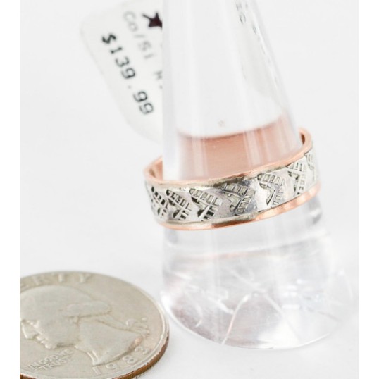 Handmade Certified Authentic by Navajo .925 Sterling Silver and Copper Native American Ring  16979-27