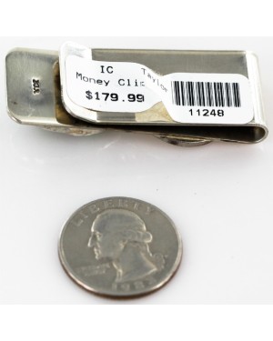Vintage Style OLD Buffalo Coin Certified Authentic Navajo .925 Sterling Silver and Nickel Natural Turquoise Native American Money Clip 11248