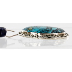 Handmade Certified Authentic Navajo 12kt Gold Filled .925 Sterling Silver Natural LAPIS and Turquoise Native American Necklace 14980