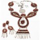 Large Petit Point Handmade Certified Authentic Signed by JL Zuni .925 Sterling Silver Natural Spiny Oyster Native American Necklace and Earrings Set 15752-17712