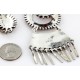 Large Petit Point Handmade Certified Authentic Signed by JL Zuni .925 Sterling Silver Natural Spiny Oyster Native American Necklace and Earrings Set 15752-17712