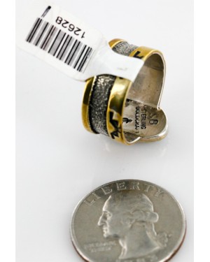 .925 Sterling Silver and 12kt Gold Filled Handmade Certified Authentic Navajo Natural Turquoise Native American Ring  12628-1