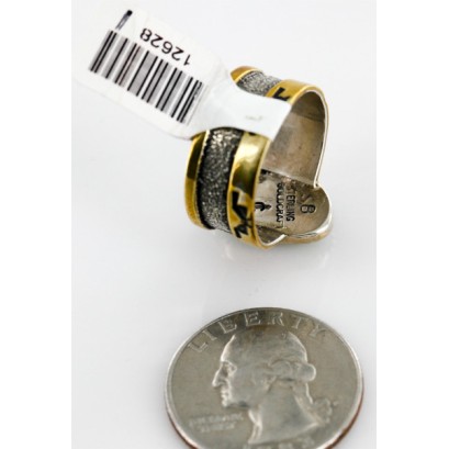.925 Sterling Silver and 12kt Gold Filled Handmade Certified Authentic Navajo Natural Turquoise Native American Ring 12628-1 .925 Sterling Silver and 12kt Gold Filled Handmade Certified Authentic Navajo Natural Turquoise Native American Ring 12628-1